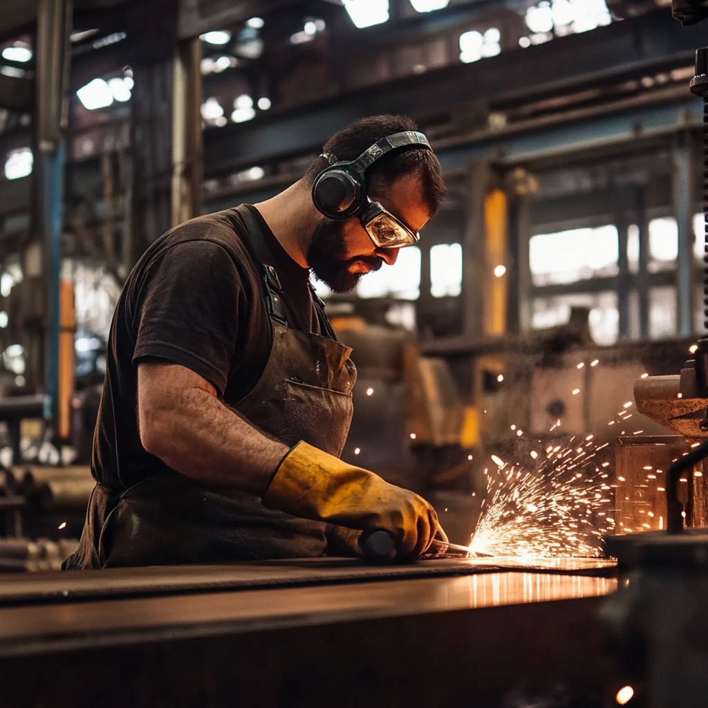 Metallbauer am Schweißen von Einzelkomponenten